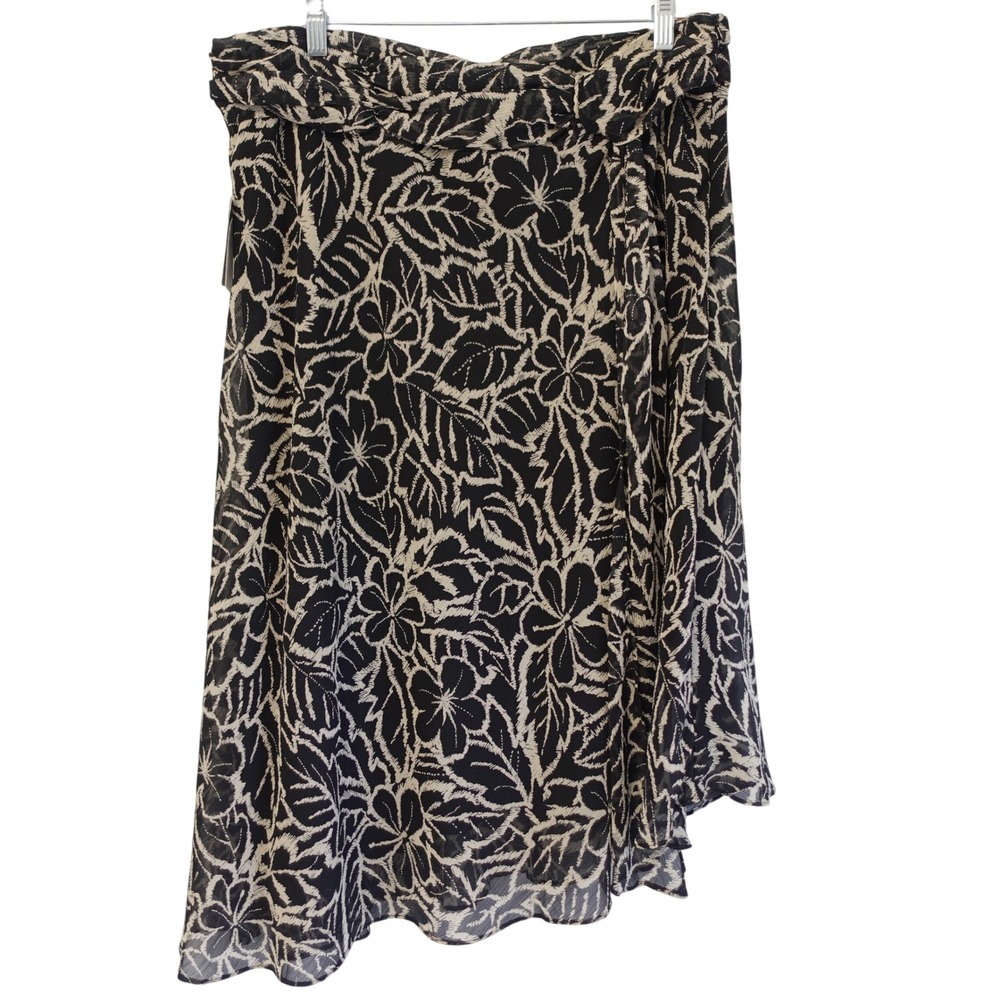 Vtg Y2K Versailles Black Forest Fairy Floral Midi Skirt Asymmetrical Flowy Sz 16